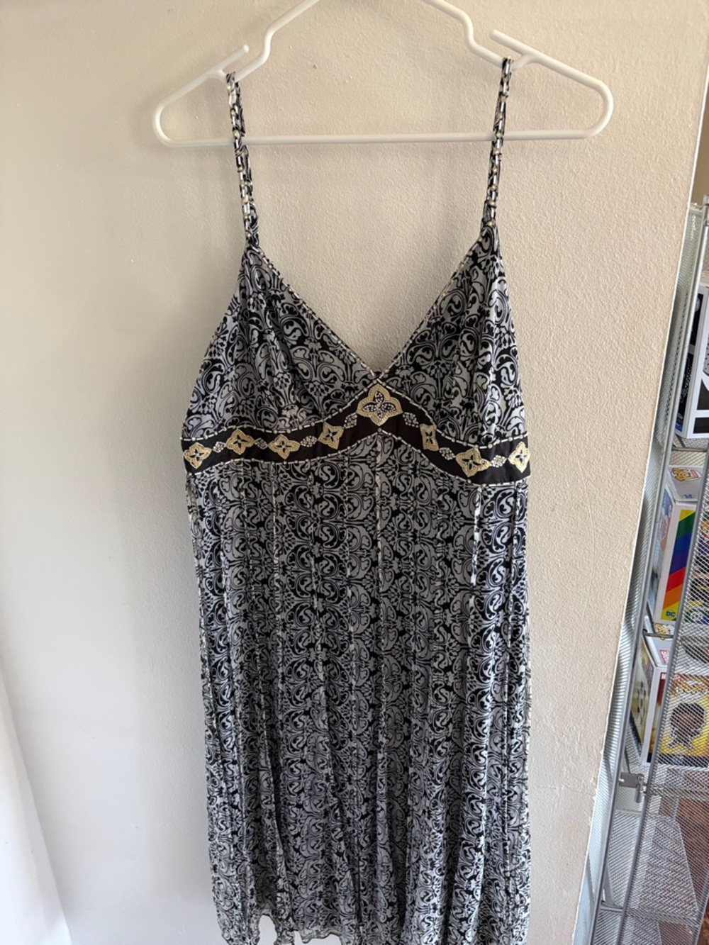 Mixit Black & White Strapless-Style Maxi Dress with Gold Accent